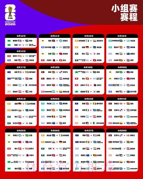 2026世界杯每日赛程高清版最新时间表查询入口